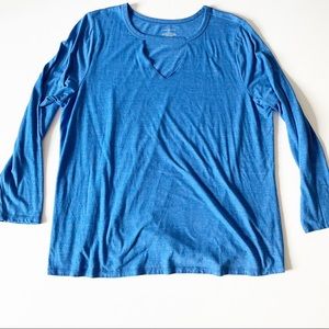 Lane Bryant Blue Keyhole Long Sleeve Top sz 22/24
